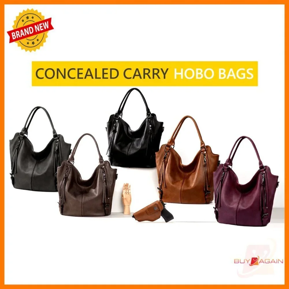 Large Faux Leather Hobo Tote with Detachable Holster Crossbody Shoulder Bag